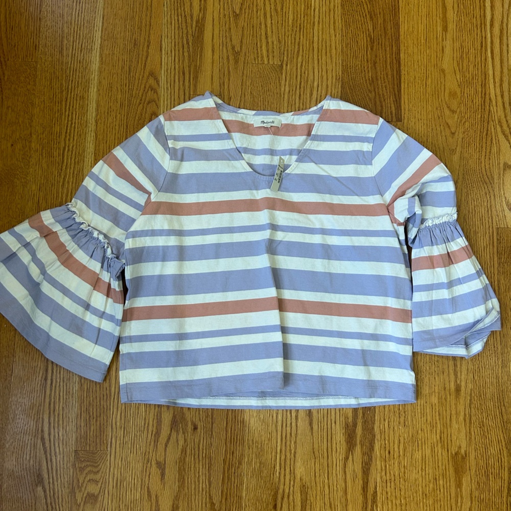 Madewell Multicolor Striped Bell Sleeve Top